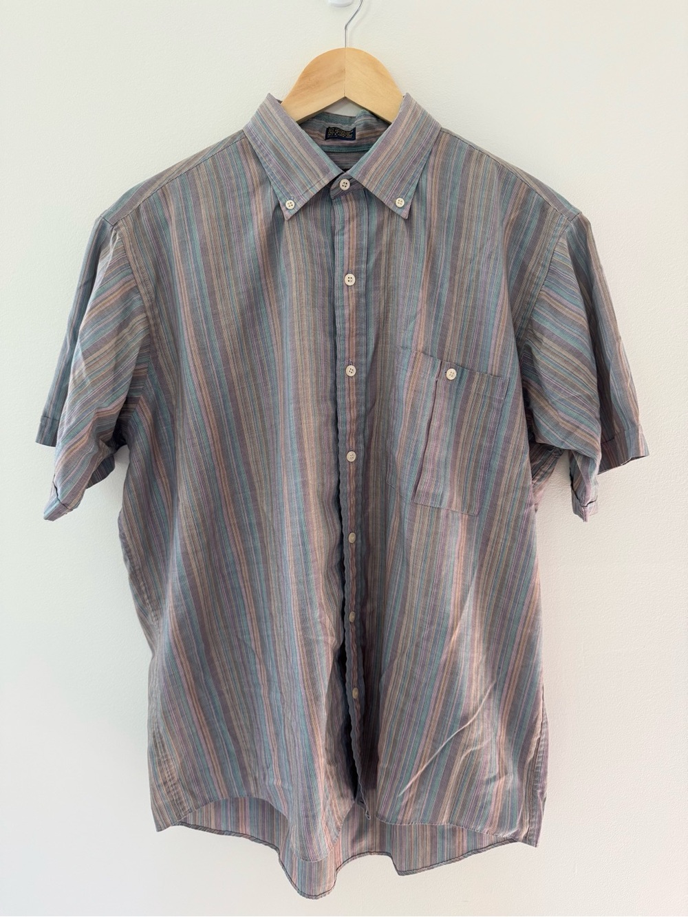 Vintage Striped Button Down Short Sleeve Shirt